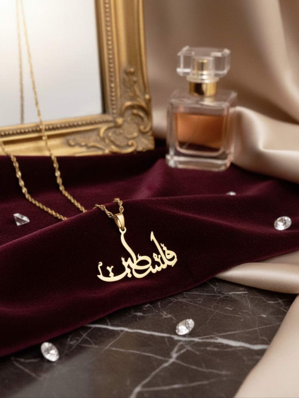 Gold Arabic Name "PALESTINE" Pendant Necklace - Elegant Women's Jewelry